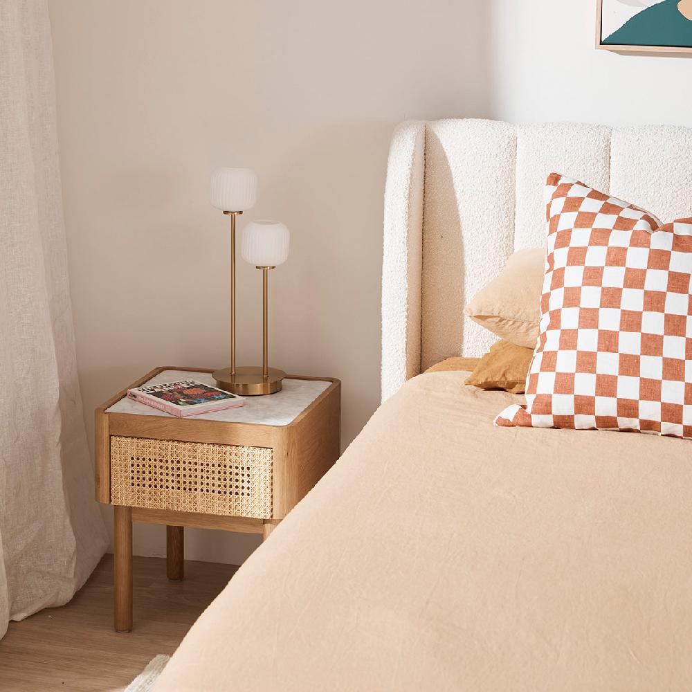 life interiors Norah Marble Rattan Bedside Table