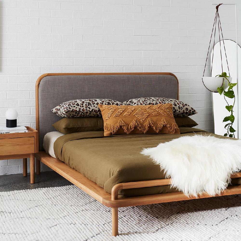 life interiors Norah Queen Bed (Oak Light Grey)