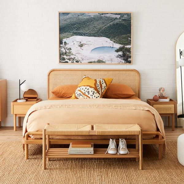 Life Interiors Norah Rattan Double Bed (Oak)