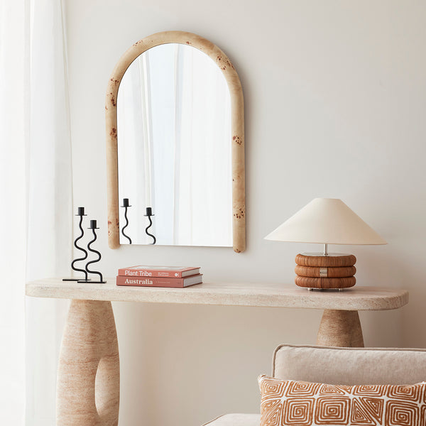 Life Interiors Valentina Burlwood Arch Wall Mirror