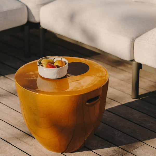 Life Interiors Mesquida Outdoor Side Table (Glazed Mustard 45cm)