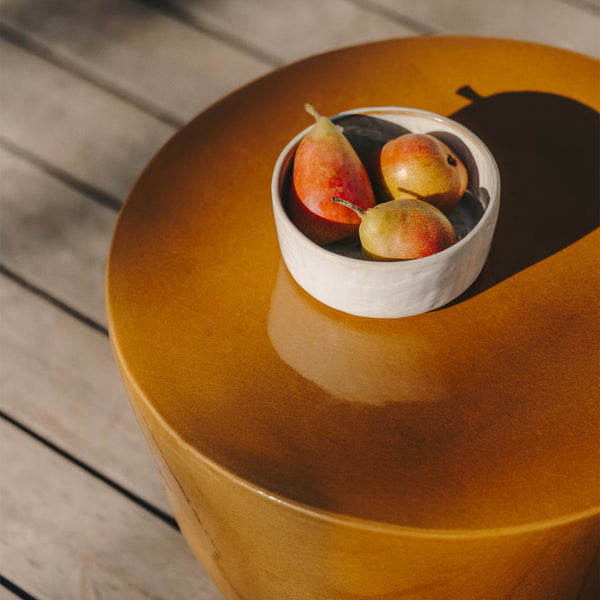 Life Interiors Mesquida Outdoor Side Table (Glazed Mustard 45cm)