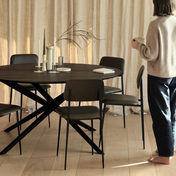 Life Interiors Mikado Round Dining Table (Oak Black 150cm)