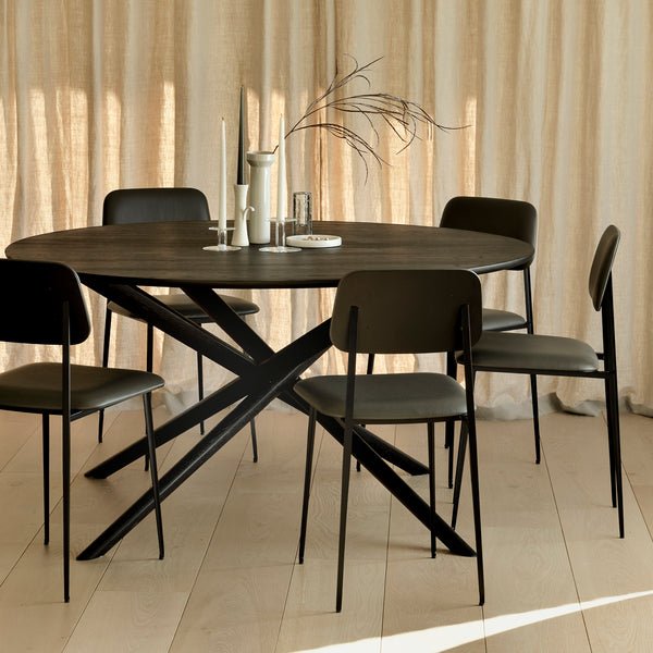 Life Interiors Mikado Round Dining Table (Oak Black 150cm)