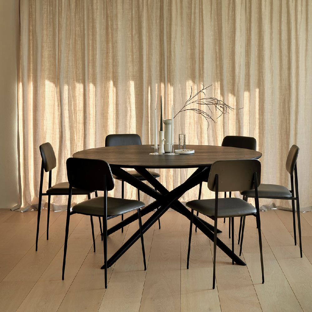 life interiors Mikado Round Dining Table (Oak Black 150cm)