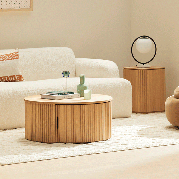 Life Interiors Noir Round Storage Coffee Table (80cm)