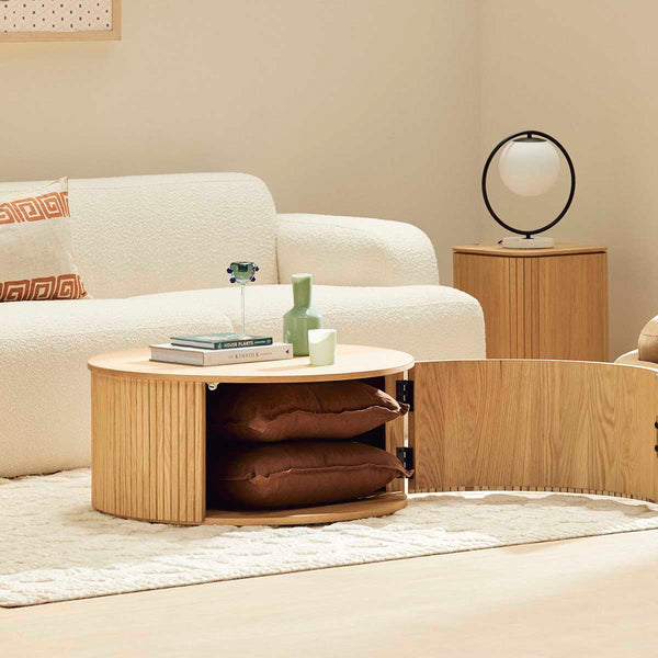 Life Interiors Noir Round Storage Coffee Table (80cm)