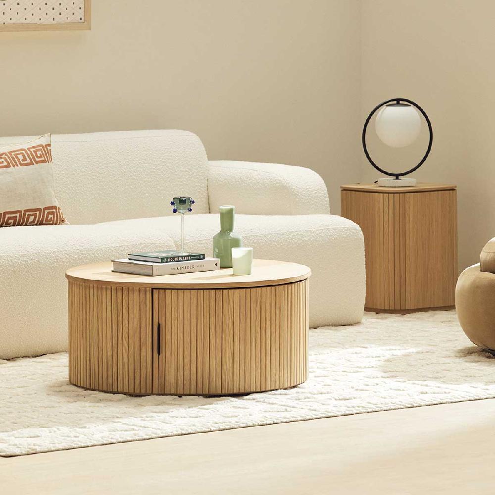 life interiors Noir Round Storage Coffee Table (80cm)