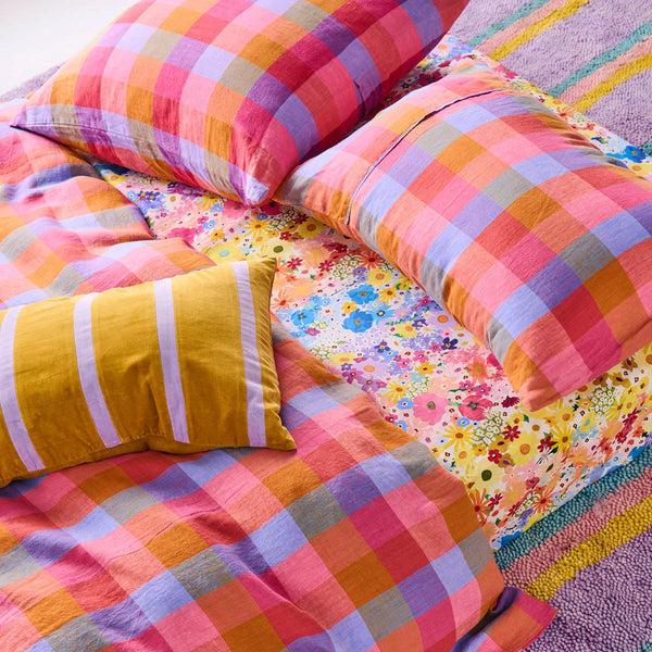 Life Interiors Pecan Pie Stripe Velvet Rectangle Cushion