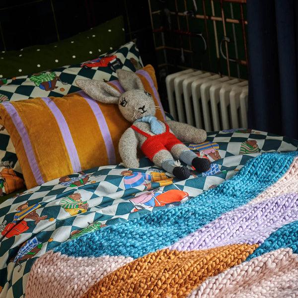 Life Interiors Pecan Pie Stripe Velvet Rectangle Cushion