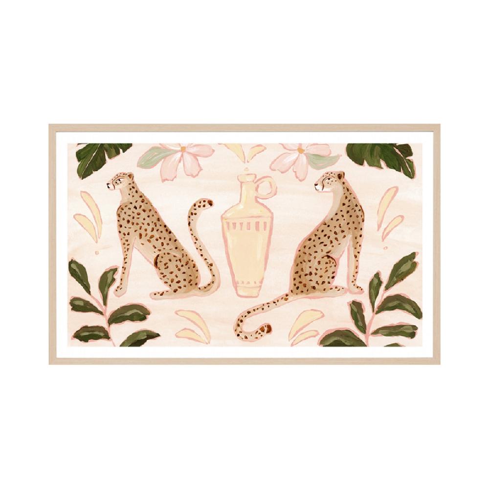 life interiors Posing Cheetahs Blush Landscape Art Print