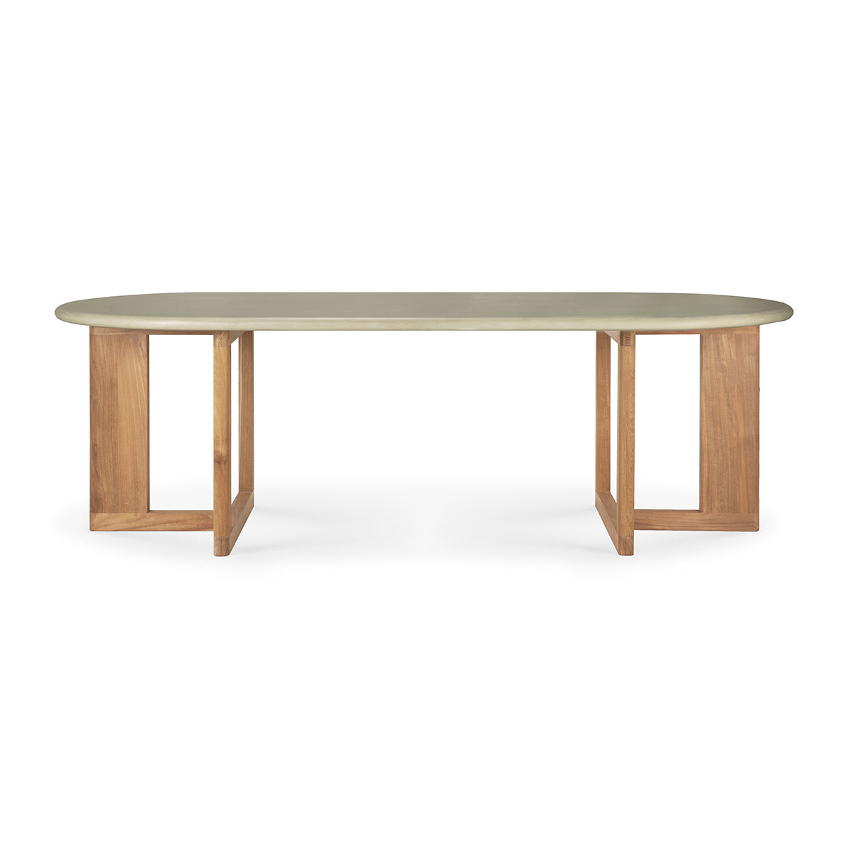 life interiors Trestle Concrete Outdoor Dining Table (Teak LIght Grey)