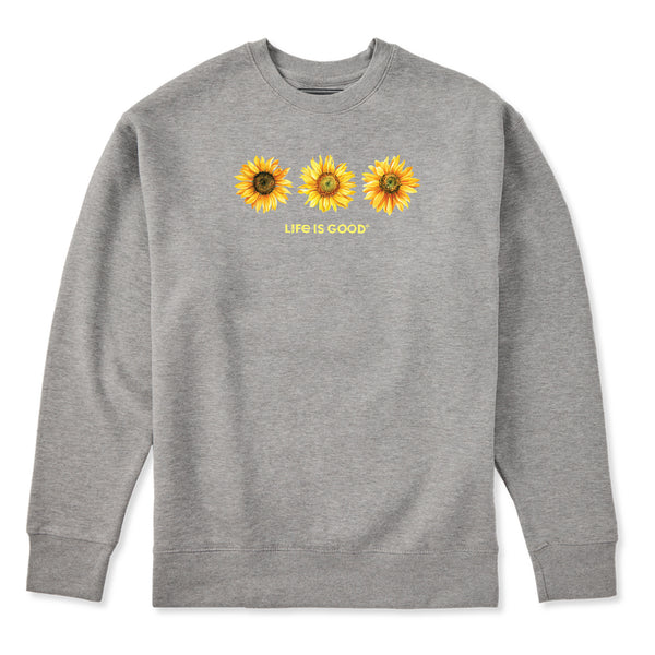 life is good Adult Unisex 3 Sunflowers Every Wear Crew Sweatshirt