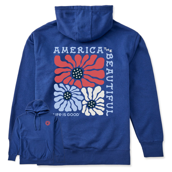 life is good Adult Unisex America the Beautiful Flowers Every Wear Hoodie Sweatshirt