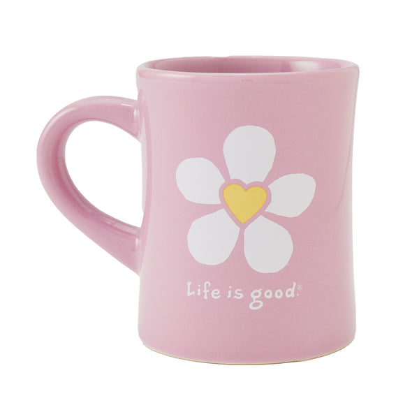 life is good Adult Unisex Bold Heart Flower Diner Mug