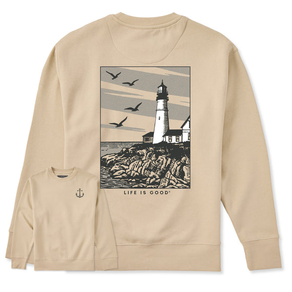 life is good Adult Unisex Costal Lighthouse Every Wear Crew Sweatshirt