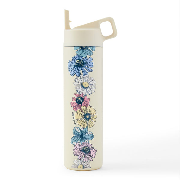 life is good Adult Unisex Detailed Row of Wildflowers 20 oz. Straw Bottle