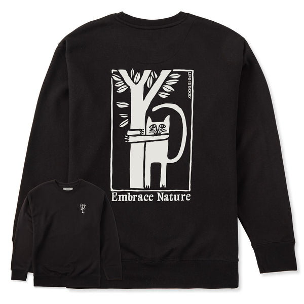 life is good Adult Unisex Embrace Nature Cat Every Wear Crew Sweatshirt