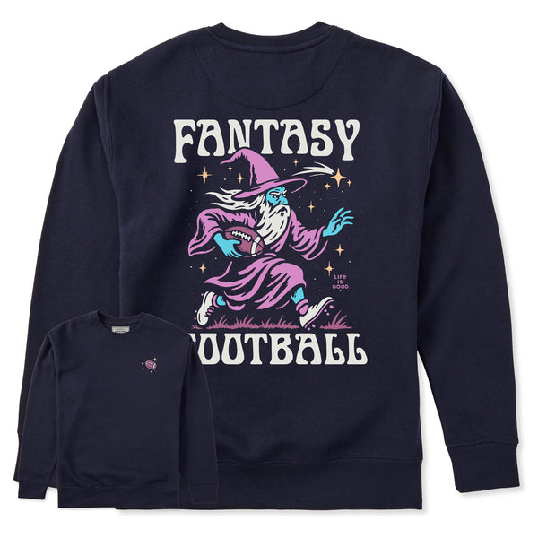 life is good Adult Unisex Fantasy Football Wizard Every Wear Crew Sweatshirt