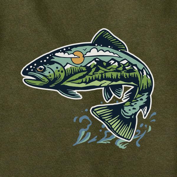 Life Is Good Adult Unisex Fish Landscape Every Wear Hoodie Sweatshirt