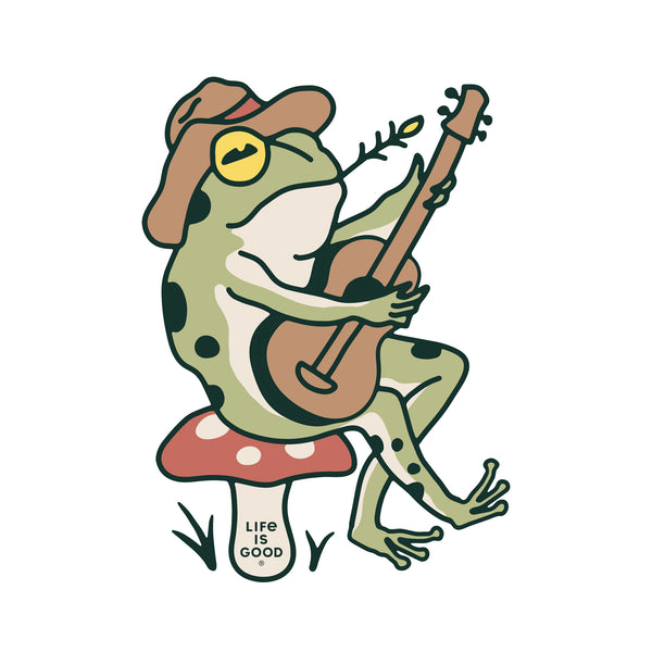 life is good Adult Unisex Frog Guitar Small Die Cut Sticker
