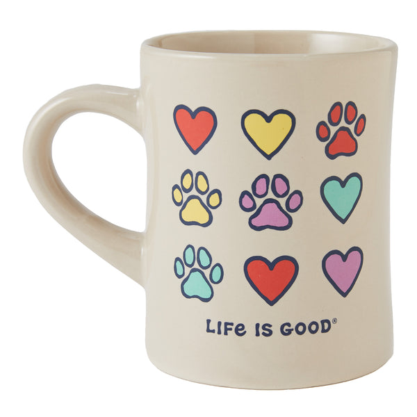 life is good Adult Unisex Hearts u0026 Paws Diner Mug
