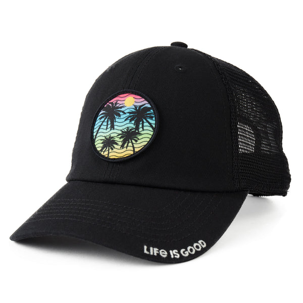 life is good Adult Unisex Here Comes the Sun Palm Trees Trucker