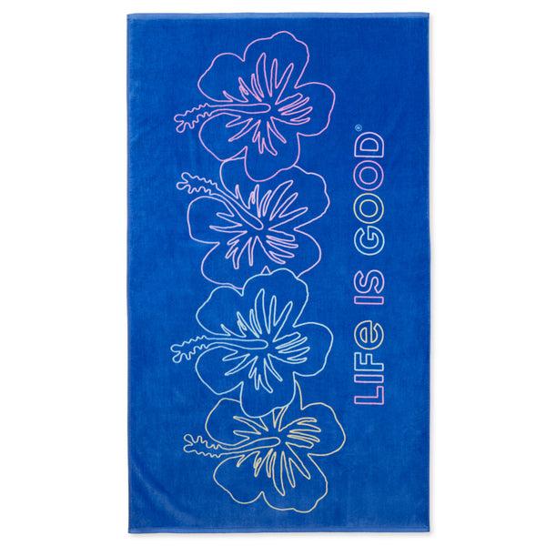 life is good Adult Unisex Hibiscus Line Drawing Beach Towel
