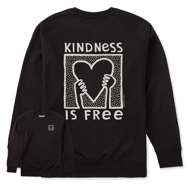 life is good Adult Unisex Kindness is Free Heart Every Wear Crew Sweatshirt
