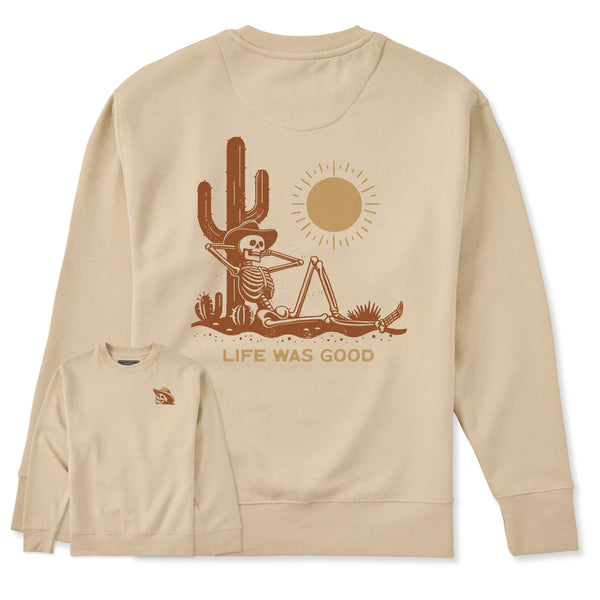life is good Adult Unisex Life was Good Cowboy Skull Every Wear Crew Sweatshirt