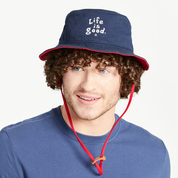 Life Is Good Adult Unisex LIG Vintage Wordmark Stacked Bucket Hat
