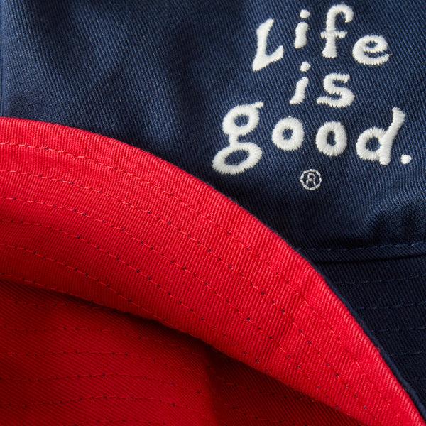 Life Is Good Adult Unisex LIG Vintage Wordmark Stacked Bucket Hat