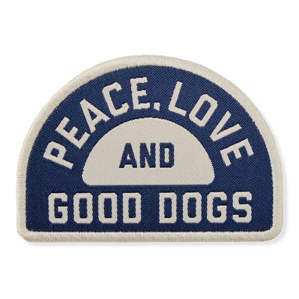 life is good Adult Unisex Peace Love u0026 Good Dogs Woven Patch