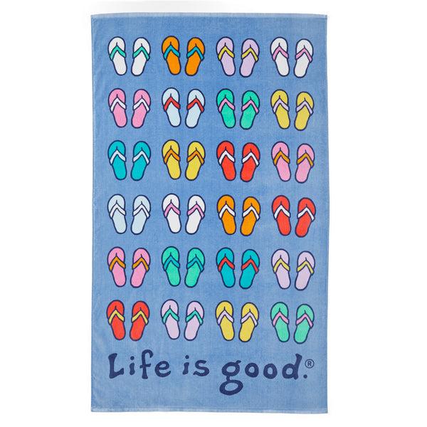 life is good Adult Unisex Repeating Flip Flops Beach Towel