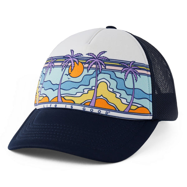 Life Is Good Adult Unisex Retro Palms Scene Trucker Hat