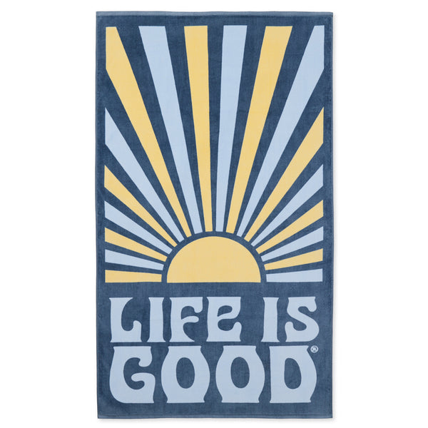life is good Adult Unisex Retro Sunburst Beach Towel