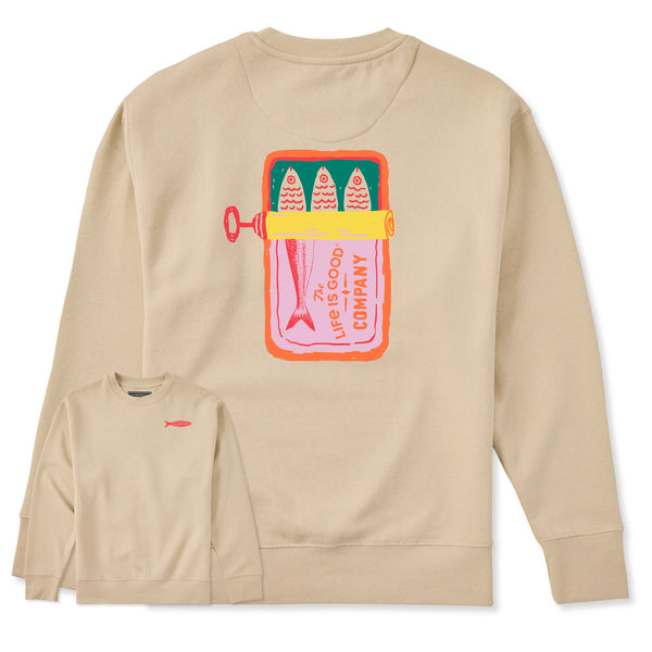 life is good Adult Unisex Sardine Tin Every Wear Crew Sweatshirt