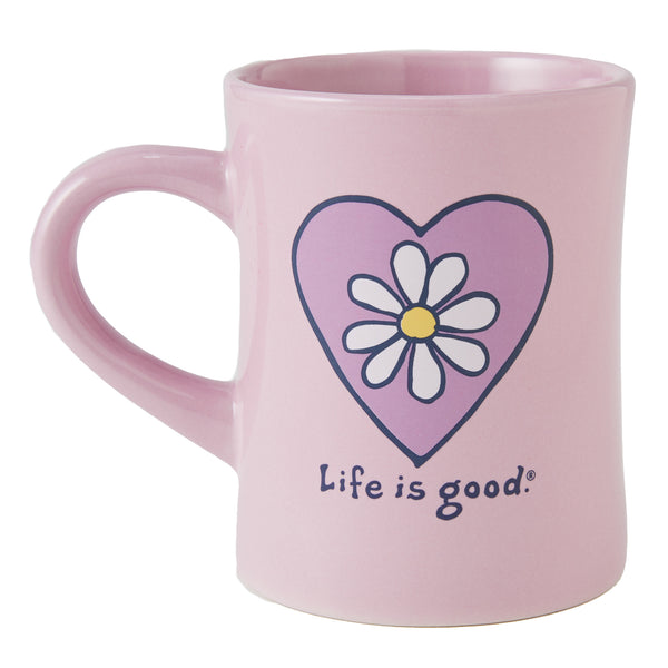 life is good Adult Unisex Simple Daisy Heart Diner Mug