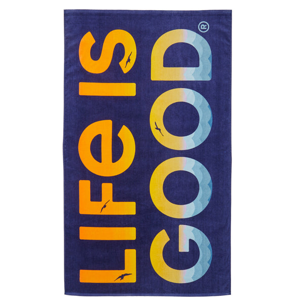 life is good Adult Unisex Stacked LIG Sunset on the Water Beach Towel