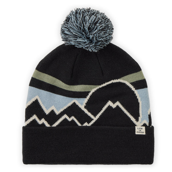 life is good Adult Unisex Stripe Mountains u0026 Sun So Chill Beanie