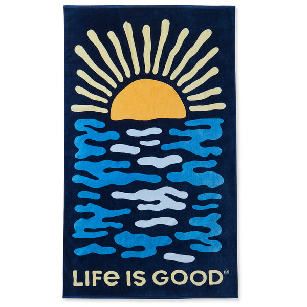 life is good Adult Unisex Sun Over the Water Beach Towel