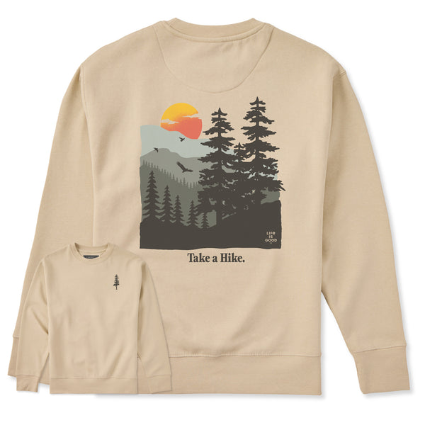 life is good Adult Unisex Take a Hike Mountains Every Wear Crew Sweatshirt