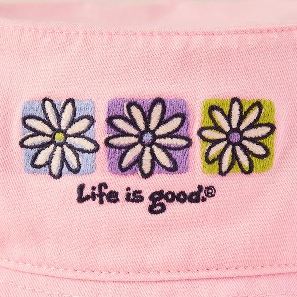 Life Is Good Adult Unisex Three Boxed Daisies Bucket Hat