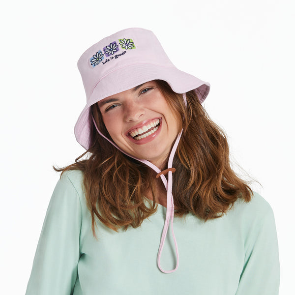 Life Is Good Adult Unisex Three Boxed Daisies Bucket Hat