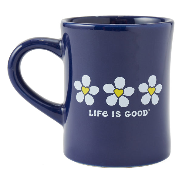life is good Adult Unisex Three Heart Flowers Diner Mug