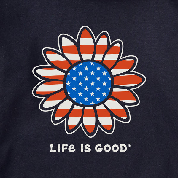 Life Is Good Adult Unisex Vintage Patriotic Sunflower Every Wear Hoodie Sweatshirt