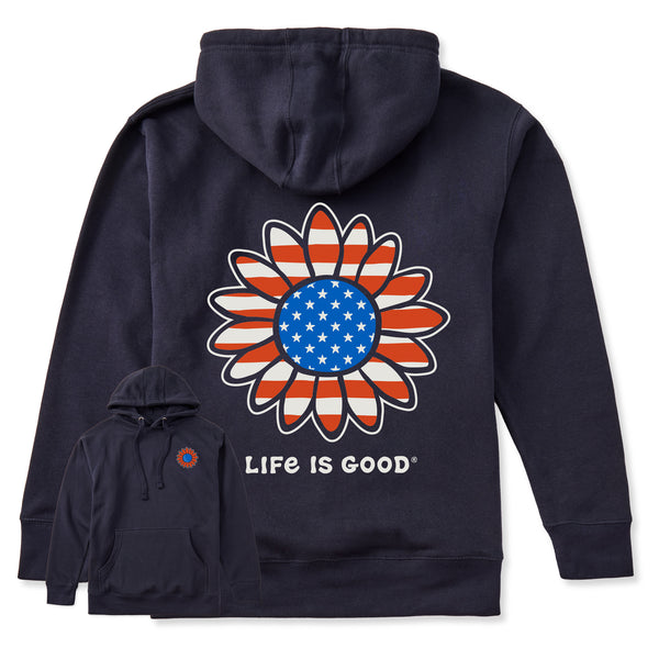 life is good Adult Unisex Vintage Patriotic Sunflower Every Wear Hoodie Sweatshirt