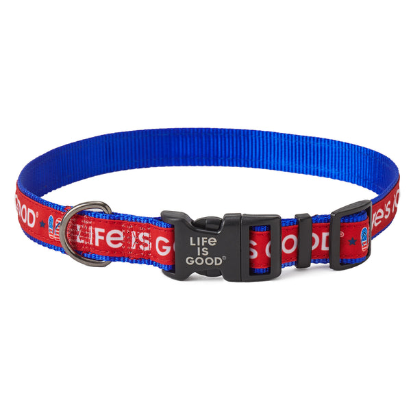 life is good Americana Flip Flops Ribbon Overlay Dog Collar