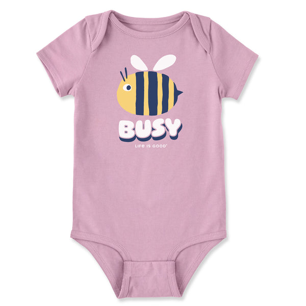 life is good Baby Busy Bee Short Sleeve Crusher Baby Bodysuit