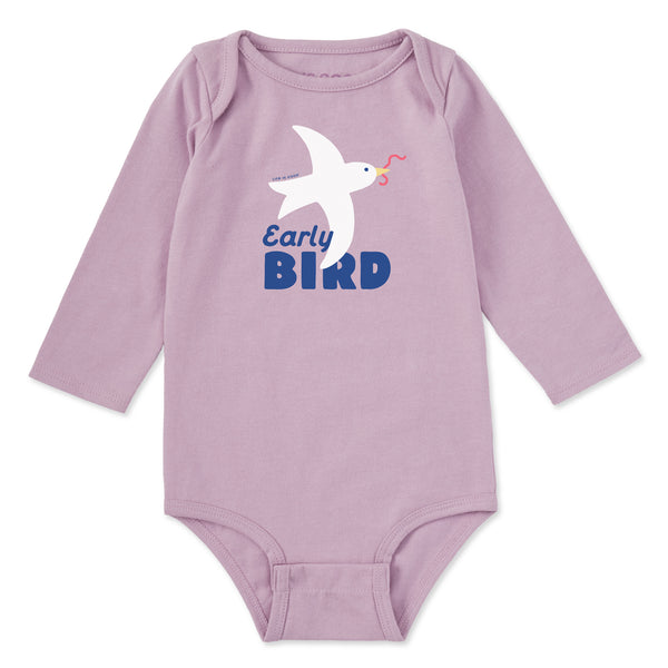 life is good Baby Early Bird Long Sleeve Crusher Baby Bodysuit